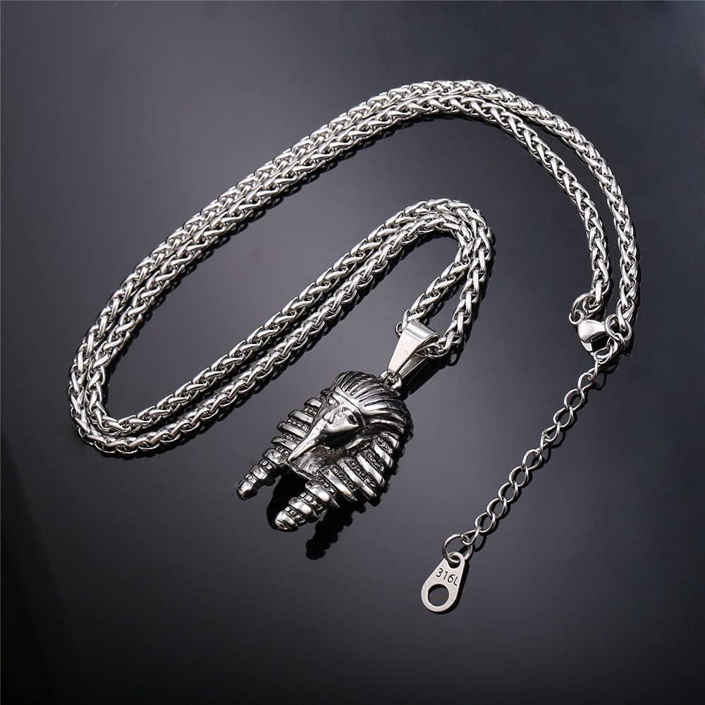 imageU7 Ankh Necklace for Men Women Stainless Steel Black Color Egyptian Jewelry Ankh Cross Pendant Africa Necklaces with Chain 22PharaohStainless Steel