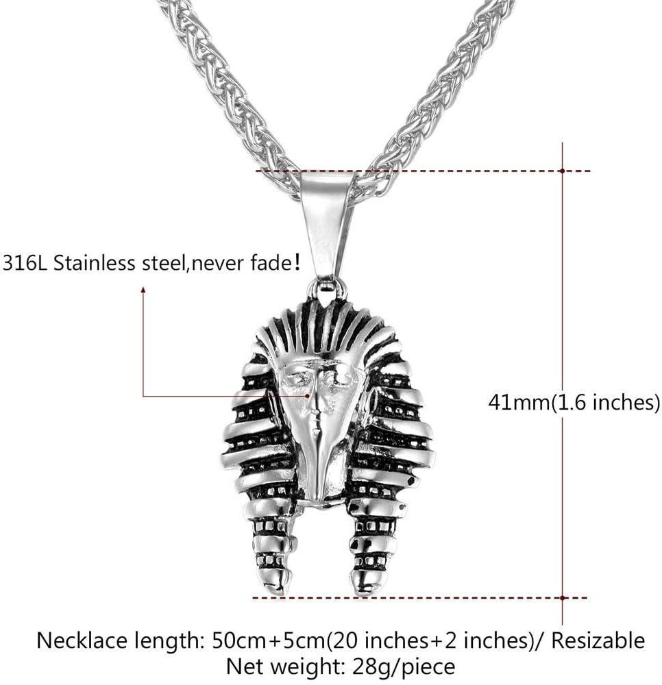 imageU7 Ankh Necklace for Men Women Stainless Steel Black Color Egyptian Jewelry Ankh Cross Pendant Africa Necklaces with Chain 22PharaohStainless Steel