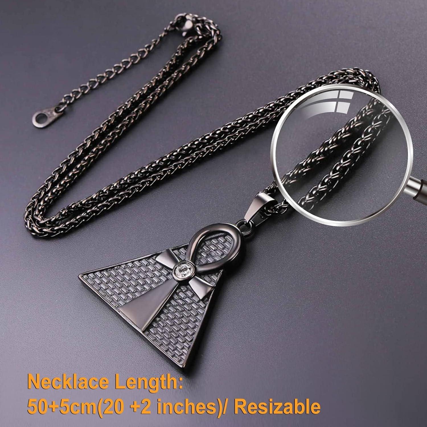 imageU7 Ankh Necklace for Men Women Stainless Steel Black Color Egyptian Jewelry Ankh Cross Pendant Africa Necklaces with Chain 22Pyramid AnkhBlack