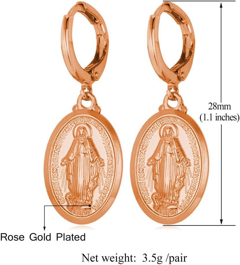imageU7 Earrings for Women 18K Gold Plated Virgin Mary Dangle Earrings for Women Christian Jewelry1EarringsRose Gold