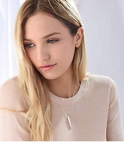 imageU7 Engravable Bar Necklace Womens Choker Necklace Stainless Steel Custom Engrave Text HorizontalVertical Bar Pendant Necklaces for Men Women4Sided BarSterling Silver
