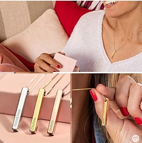 imageU7 Engravable Bar Necklace Womens Choker Necklace Stainless Steel Custom Engrave Text HorizontalVertical Bar Pendant Necklaces for Men Women4Sided BarSterling Silver