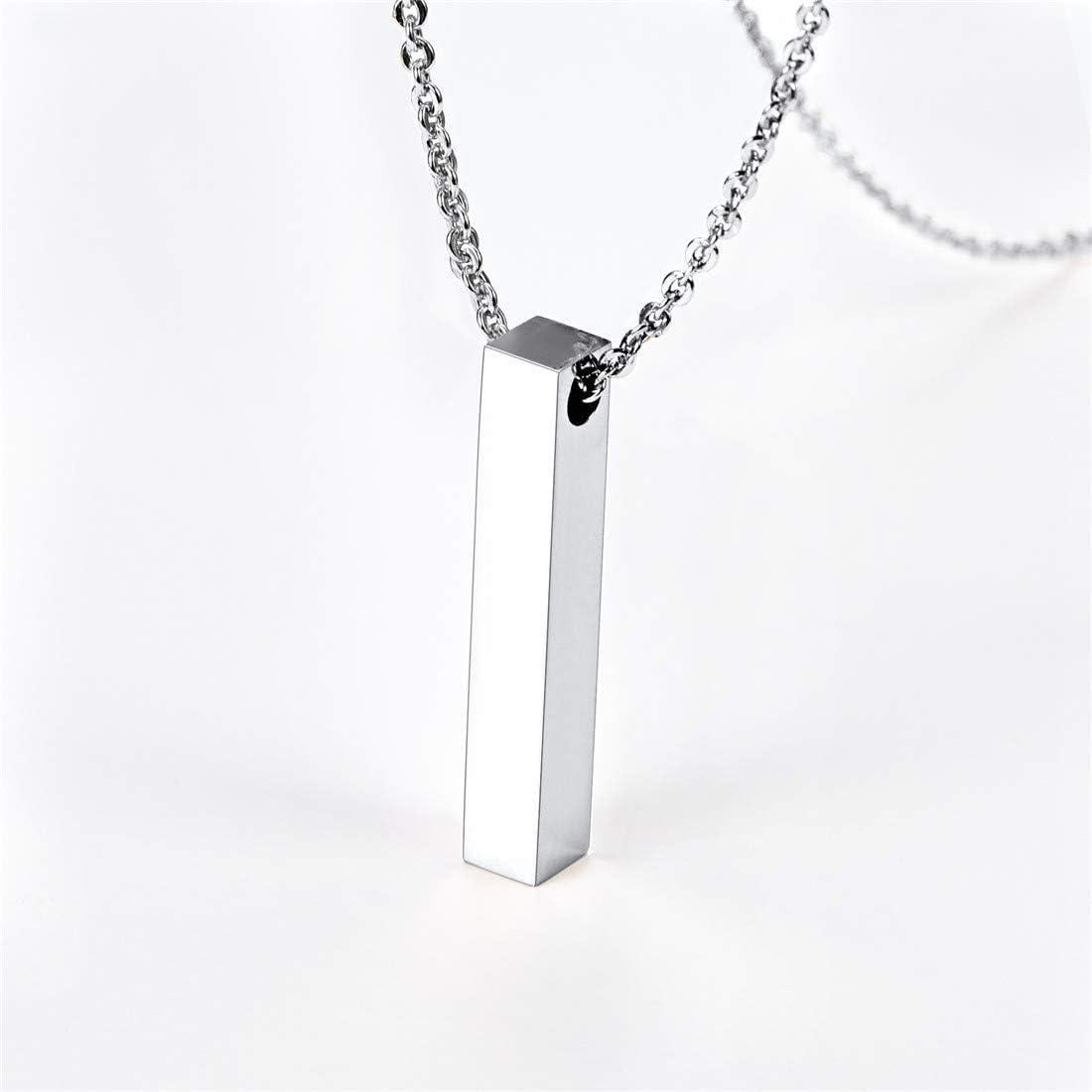 imageU7 Engravable Bar Necklace Womens Choker Necklace Stainless Steel Custom Engrave Text HorizontalVertical Bar Pendant Necklaces for Men Women4Sided BarStainless Steel