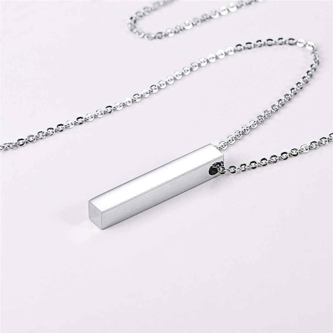 imageU7 Engravable Bar Necklace Womens Choker Necklace Stainless Steel Custom Engrave Text HorizontalVertical Bar Pendant Necklaces for Men Women4Sided BarStainless Steel