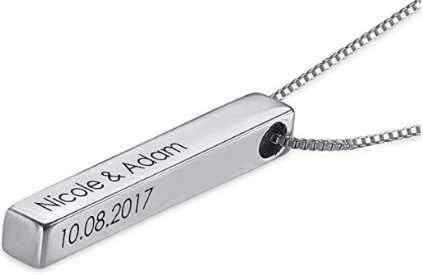 imageU7 Engravable Bar Necklace Womens Choker Necklace Stainless Steel Custom Engrave Text HorizontalVertical Bar Pendant Necklaces for Men Women4Sided BarSterling Silver