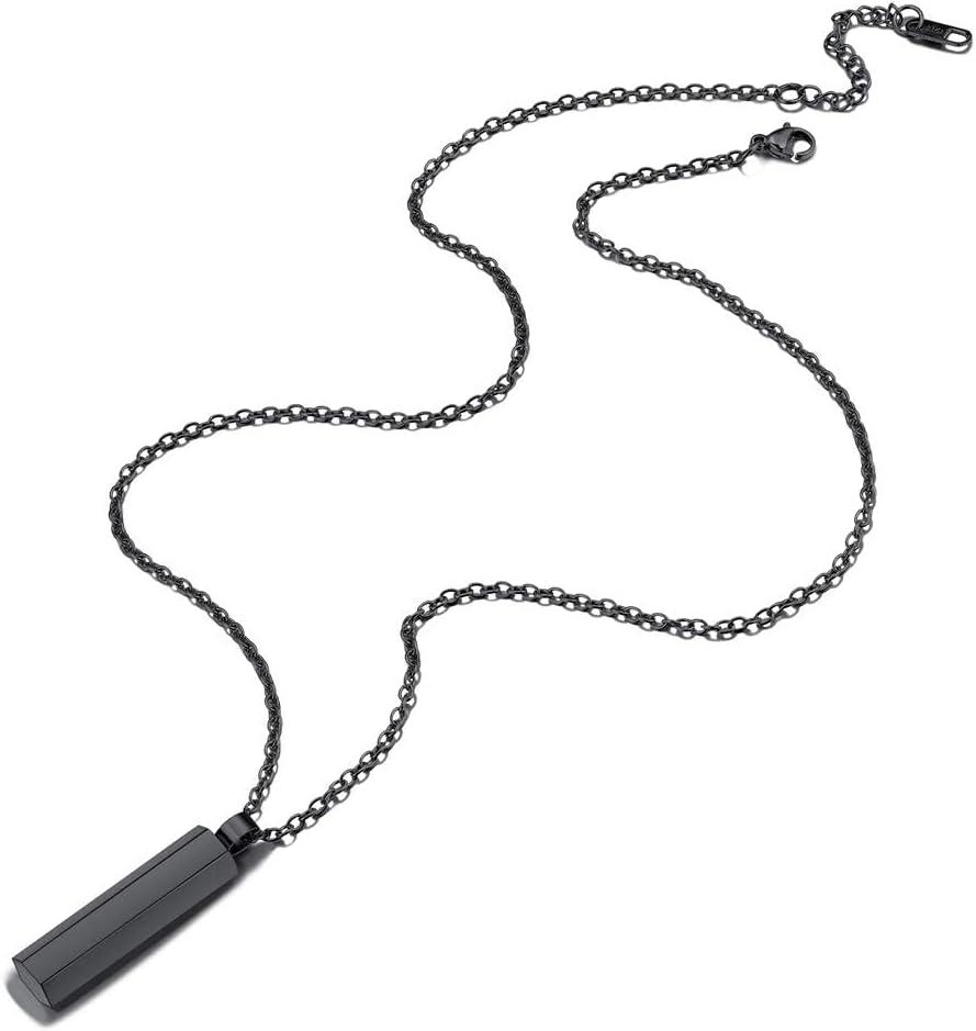 imageU7 Engravable Bar Necklace Womens Choker Necklace Stainless Steel Custom Engrave Text HorizontalVertical Bar Pendant Necklaces for Men Women6Sided BarBlack