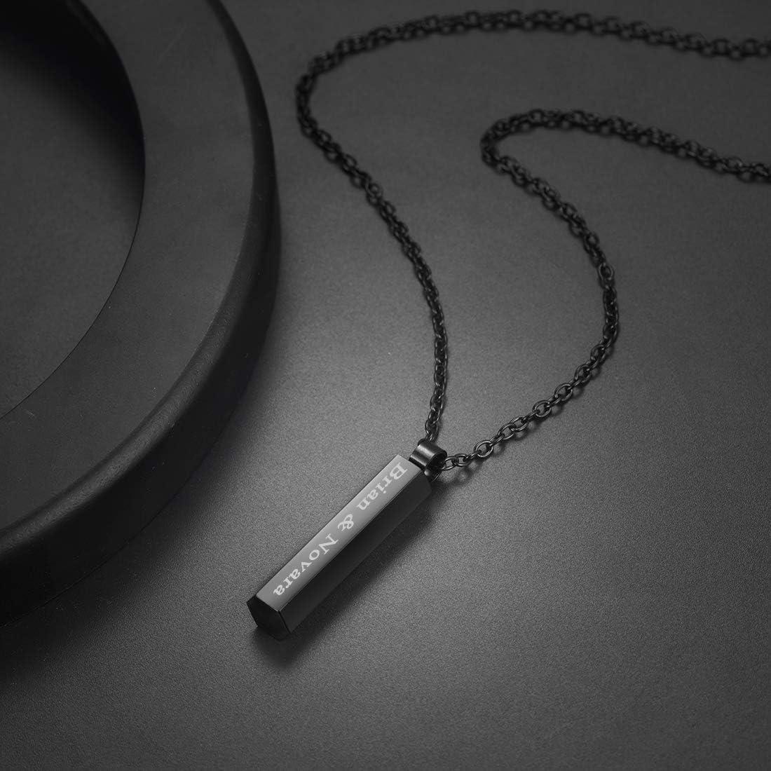 imageU7 Engravable Bar Necklace Womens Choker Necklace Stainless Steel Custom Engrave Text HorizontalVertical Bar Pendant Necklaces for Men Women6Sided BarBlack