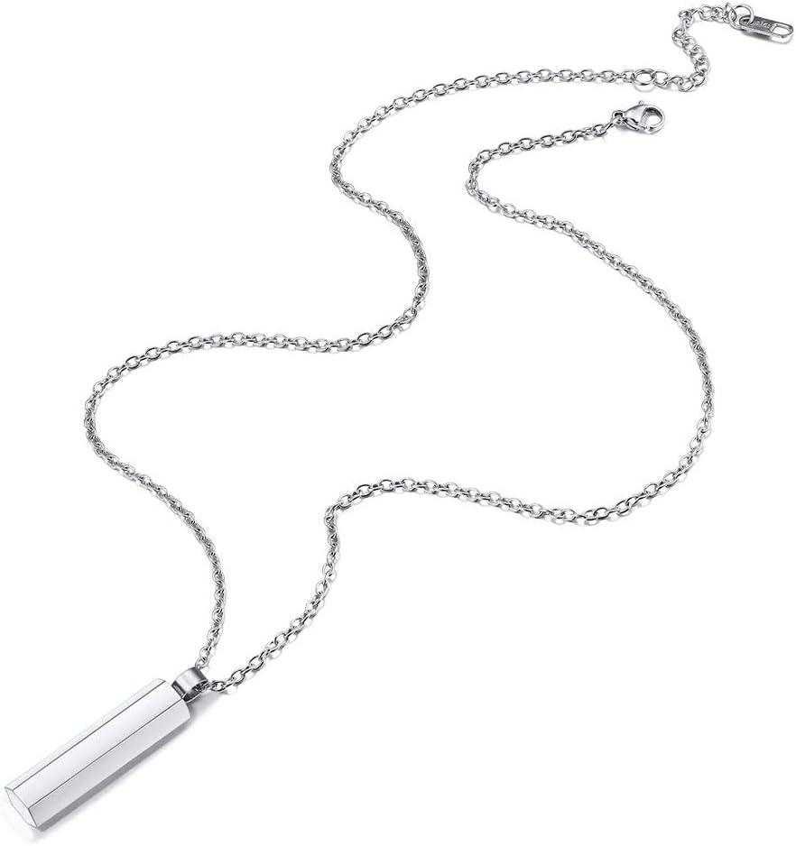 imageU7 Engravable Bar Necklace Womens Choker Necklace Stainless Steel Custom Engrave Text HorizontalVertical Bar Pendant Necklaces for Men Women6Sided BarStainless Steel