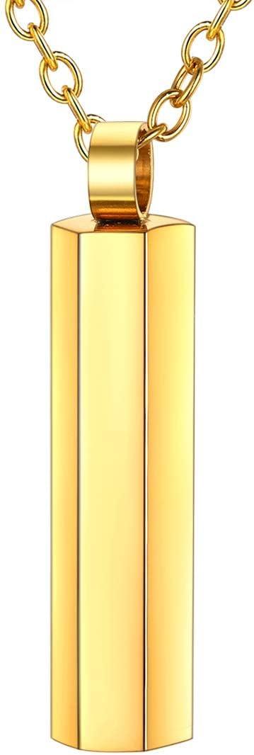 imageU7 Engravable Bar Necklace Womens Choker Necklace Stainless Steel Custom Engrave Text HorizontalVertical Bar Pendant Necklaces for Men Women6Sided BarGold