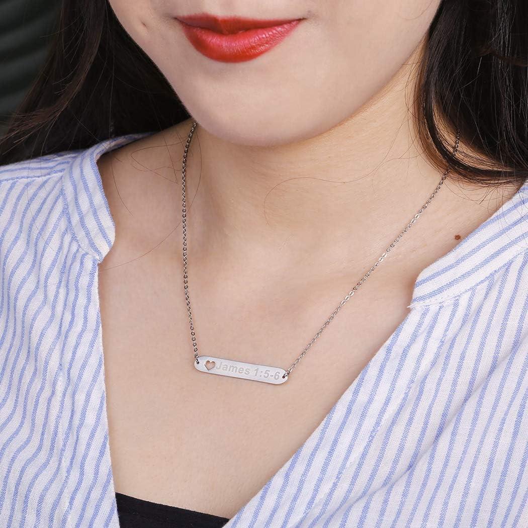 imageU7 Engravable Bar Necklace Womens Choker Necklace Stainless Steel Custom Engrave Text HorizontalVertical Bar Pendant Necklaces for Men WomenHorizontal BarStainless Steel