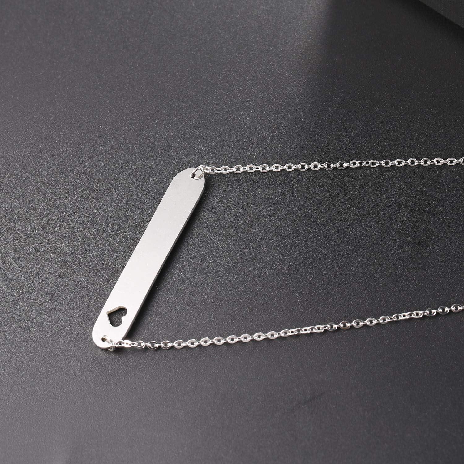 imageU7 Engravable Bar Necklace Womens Choker Necklace Stainless Steel Custom Engrave Text HorizontalVertical Bar Pendant Necklaces for Men WomenHorizontal BarStainless Steel