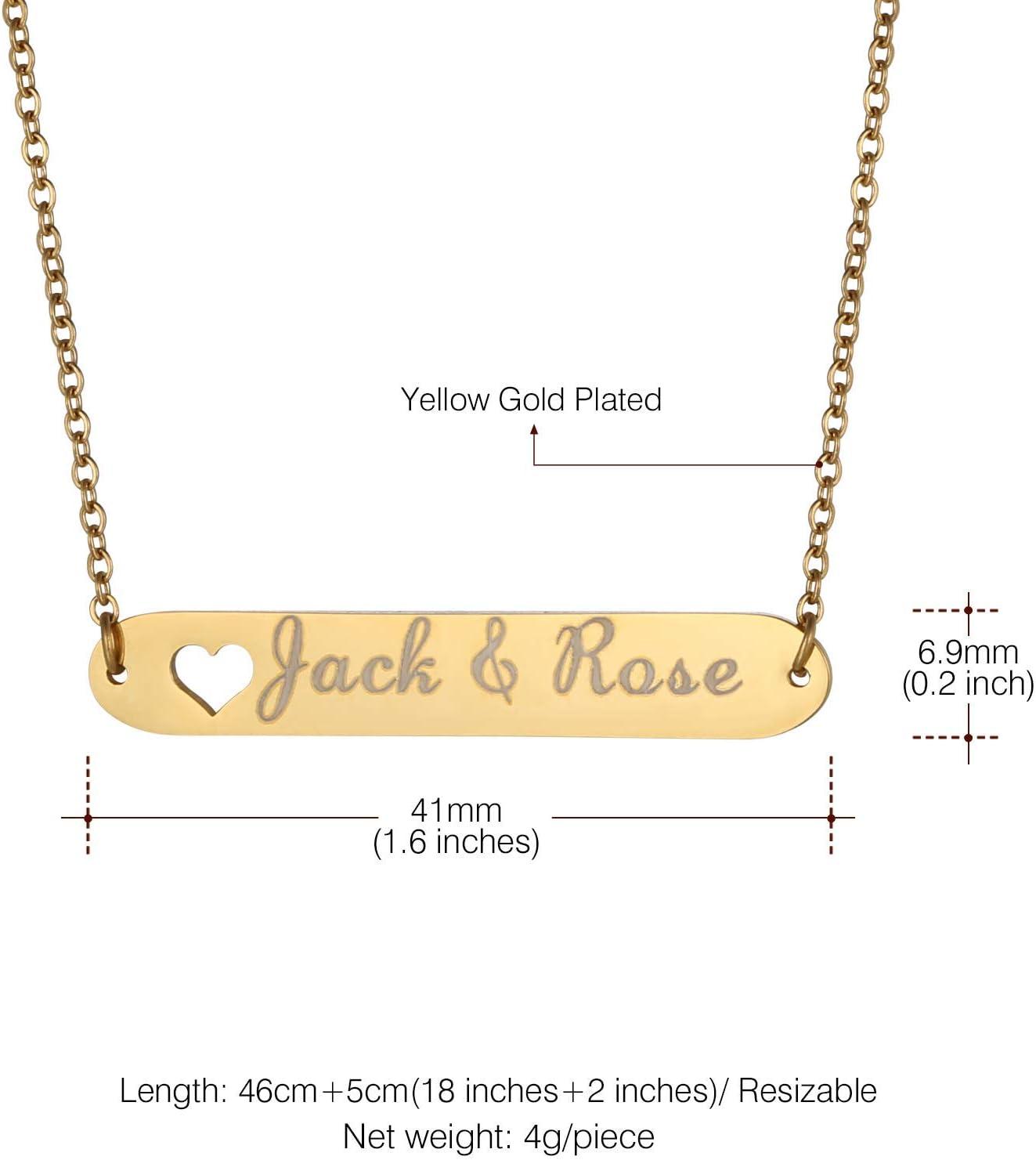 imageU7 Engravable Bar Necklace Womens Choker Necklace Stainless Steel Custom Engrave Text HorizontalVertical Bar Pendant Necklaces for Men WomenHorizontal BarGold