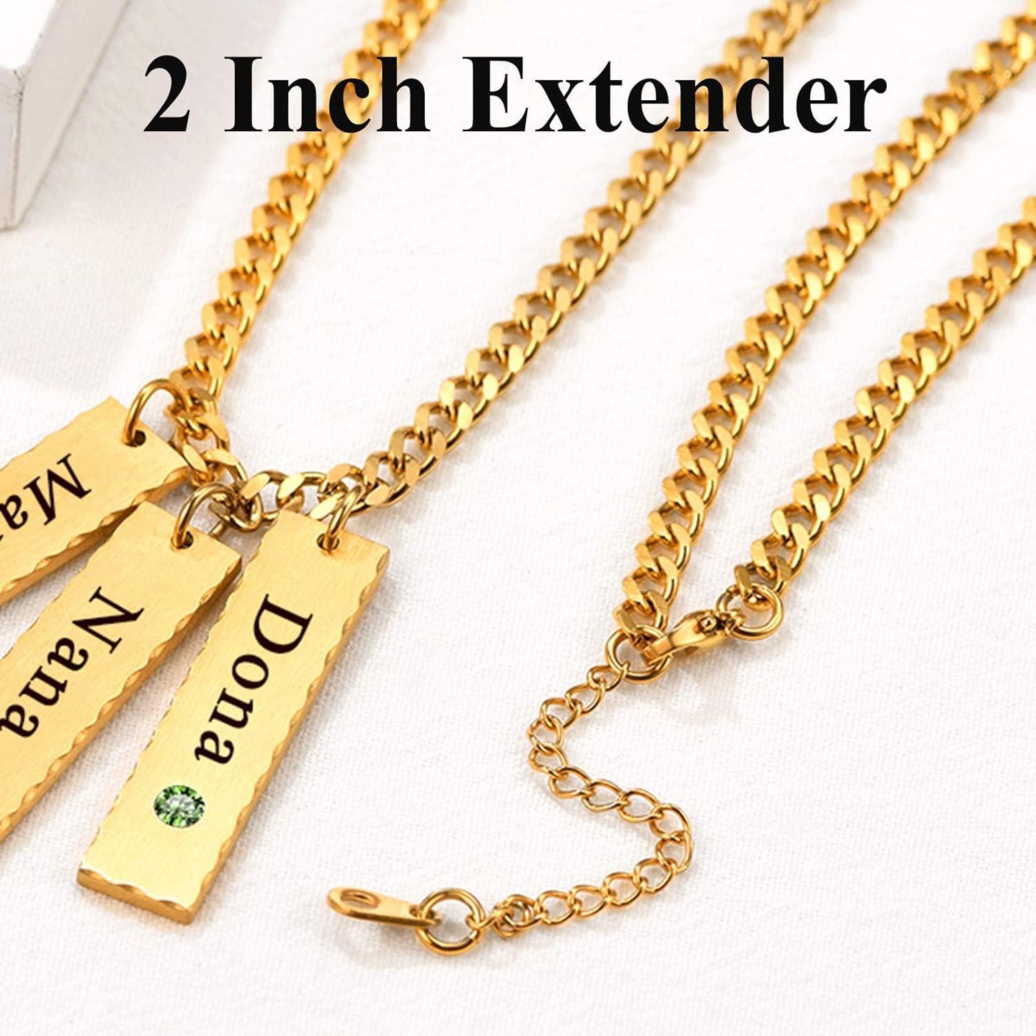 imageU7 Engravable Bar Necklace Womens Choker Necklace Stainless Steel Custom Engrave Text HorizontalVertical Bar Pendant Necklaces for Men WomenPlate BarGold