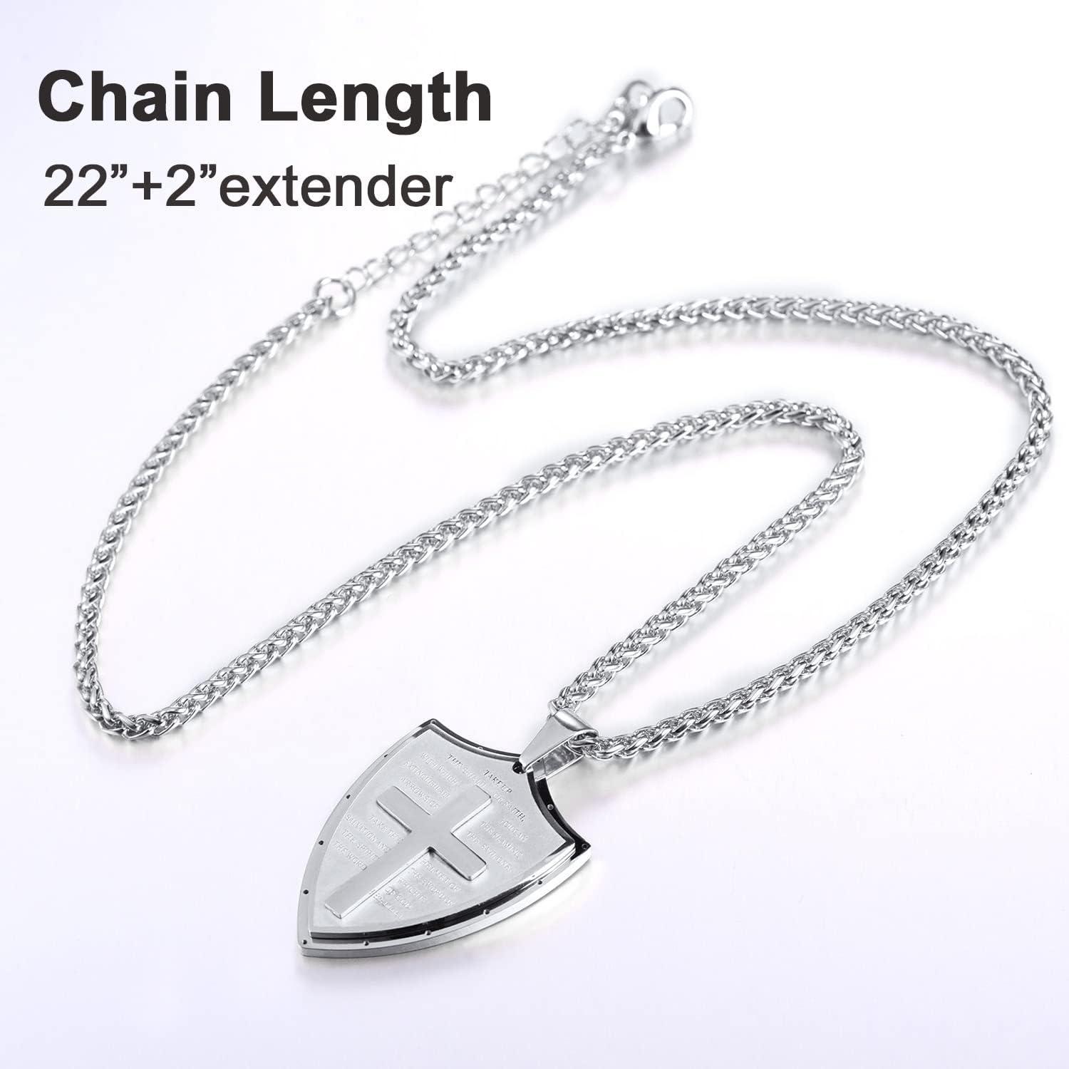 imageU7 Ephesians 61617 Shield Armor of God Pendant Stainless Steel Cross Necklace for Men WomenCustomizable Personalized Jewelry Stainless Personalized