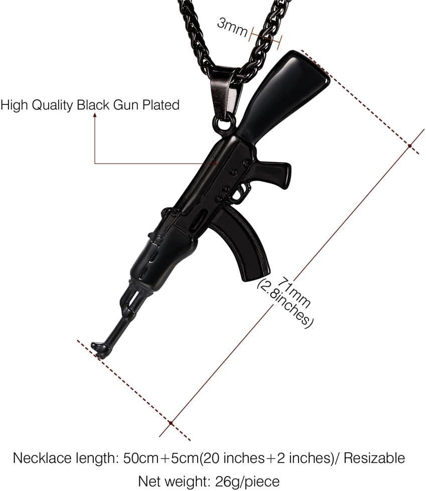imageU7 Men Necklace Cool Rifle Shape Pendant amp Chain SilverBlack18K Gold Plated Rock Army Style Fanshion Necklace Jewelry Chain for Meneblacka47