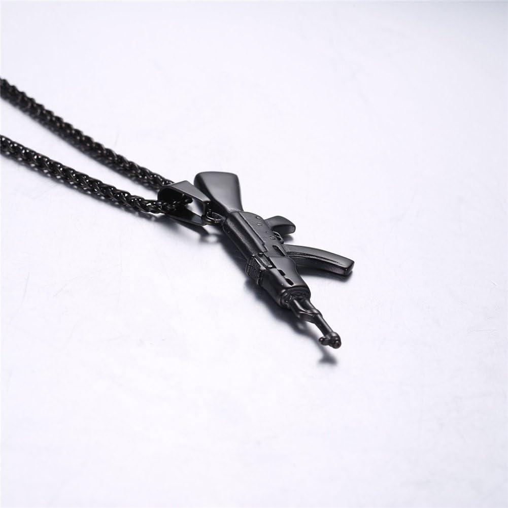 imageU7 Men Necklace Cool Rifle Shape Pendant amp Chain SilverBlack18K Gold Plated Rock Army Style Fanshion Necklace Jewelry Chain for Meneblacka47