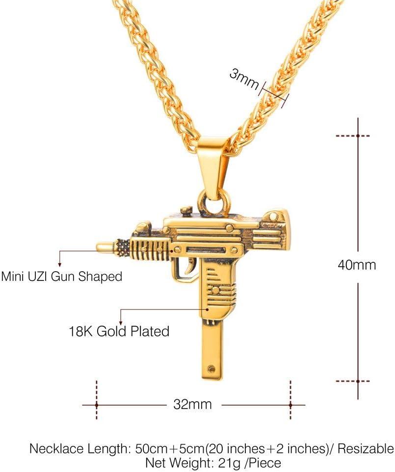imageU7 Men Necklace Cool Rifle Shape Pendant amp Chain SilverBlack18K Gold Plated Rock Army Style Fanshion Necklace Jewelry Chain for Menfgolduzi