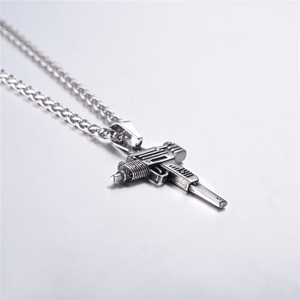 imageU7 Men Necklace Cool Rifle Shape Pendant amp Chain SilverBlack18K Gold Plated Rock Army Style Fanshion Necklace Jewelry Chain for Mengsilveruzi