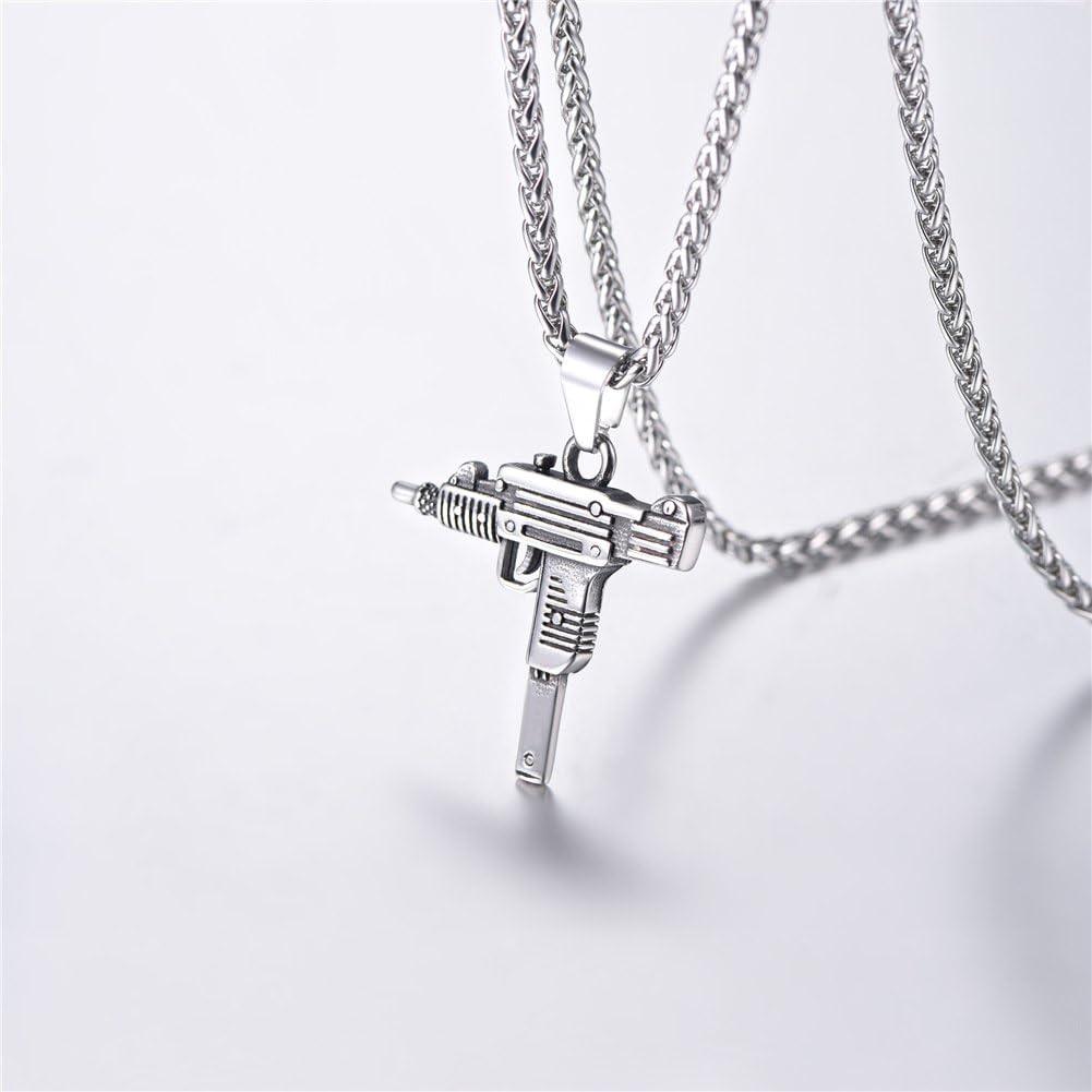 imageU7 Men Necklace Cool Rifle Shape Pendant amp Chain SilverBlack18K Gold Plated Rock Army Style Fanshion Necklace Jewelry Chain for Mengsilveruzi