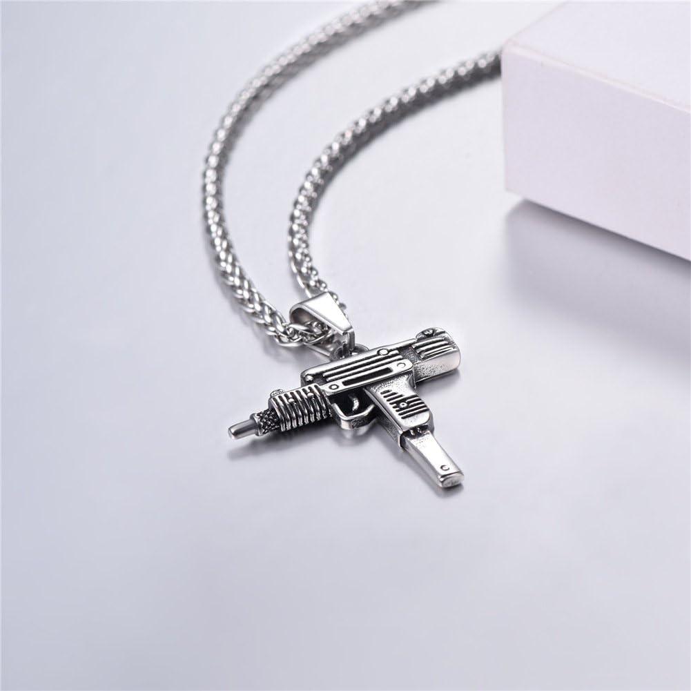 imageU7 Men Necklace Cool Rifle Shape Pendant amp Chain SilverBlack18K Gold Plated Rock Army Style Fanshion Necklace Jewelry Chain for Mengsilveruzi