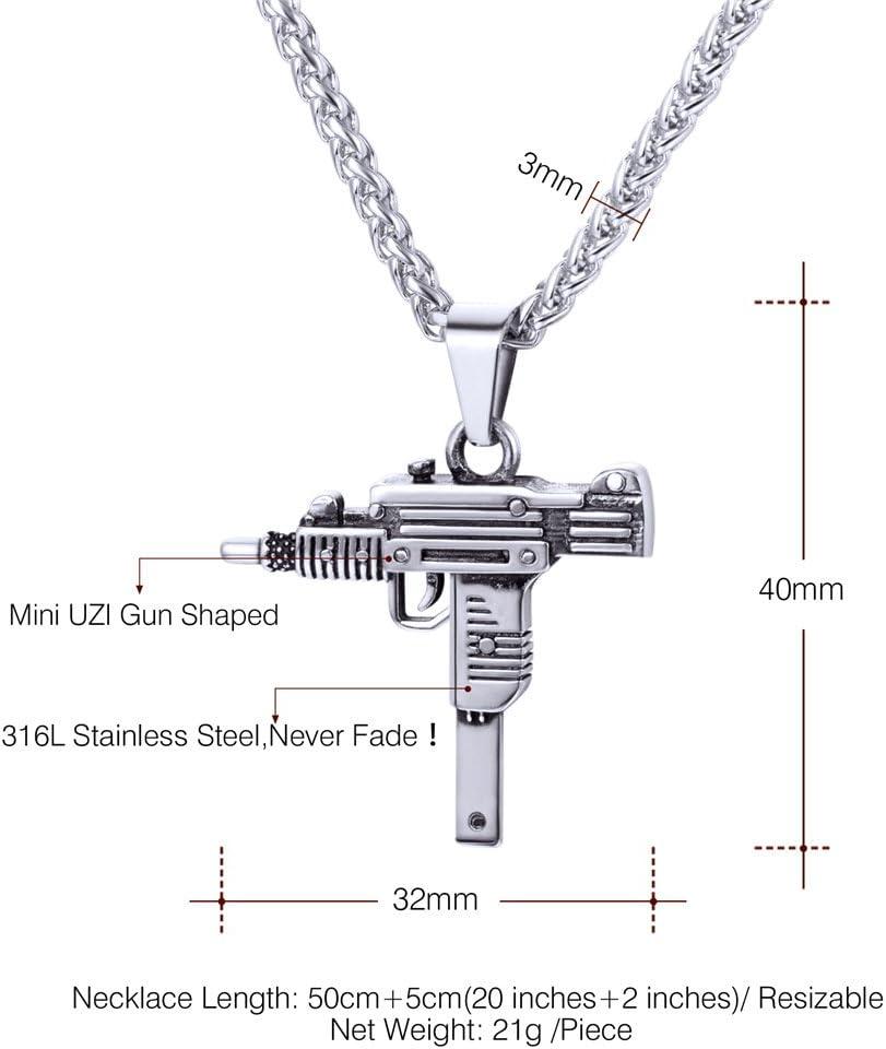 imageU7 Men Necklace Cool Rifle Shape Pendant amp Chain SilverBlack18K Gold Plated Rock Army Style Fanshion Necklace Jewelry Chain for Mengsilveruzi