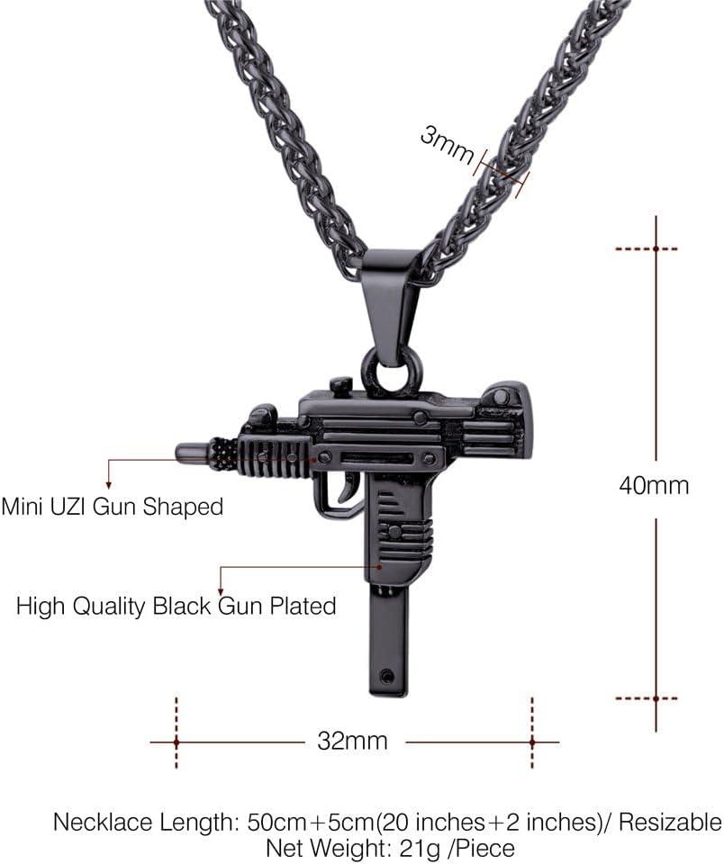 imageU7 Men Necklace Cool Rifle Shape Pendant amp Chain SilverBlack18K Gold Plated Rock Army Style Fanshion Necklace Jewelry Chain for Menhblackuzi
