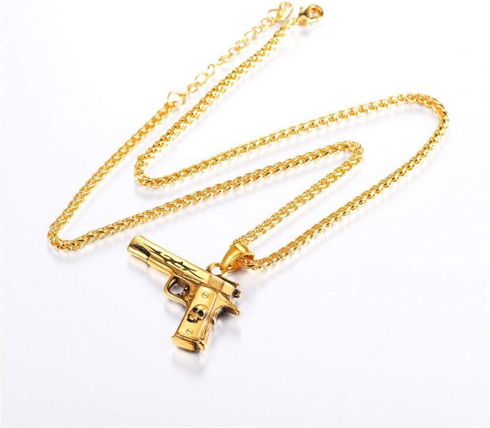 imageU7 Men Necklace Cool Rifle Shape Pendant amp Chain SilverBlack18K Gold Plated Rock Army Style Fanshion Necklace Jewelry Chain for Menigoldm9