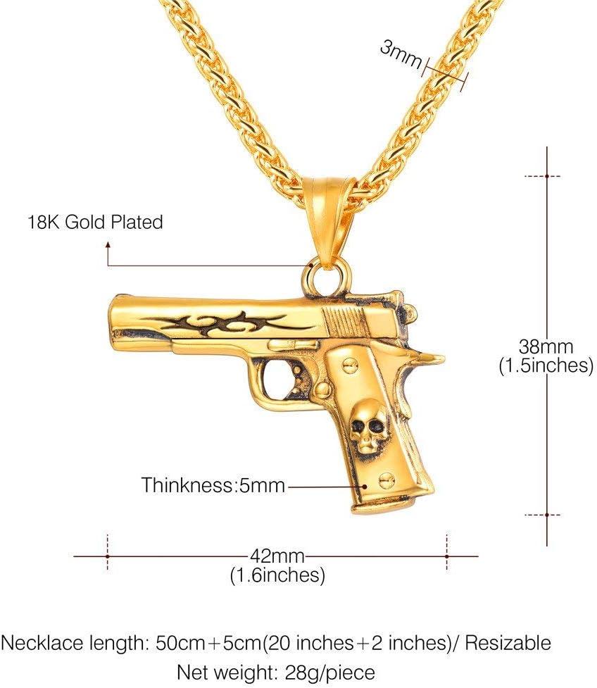 imageU7 Men Necklace Cool Rifle Shape Pendant amp Chain SilverBlack18K Gold Plated Rock Army Style Fanshion Necklace Jewelry Chain for Menigoldm9