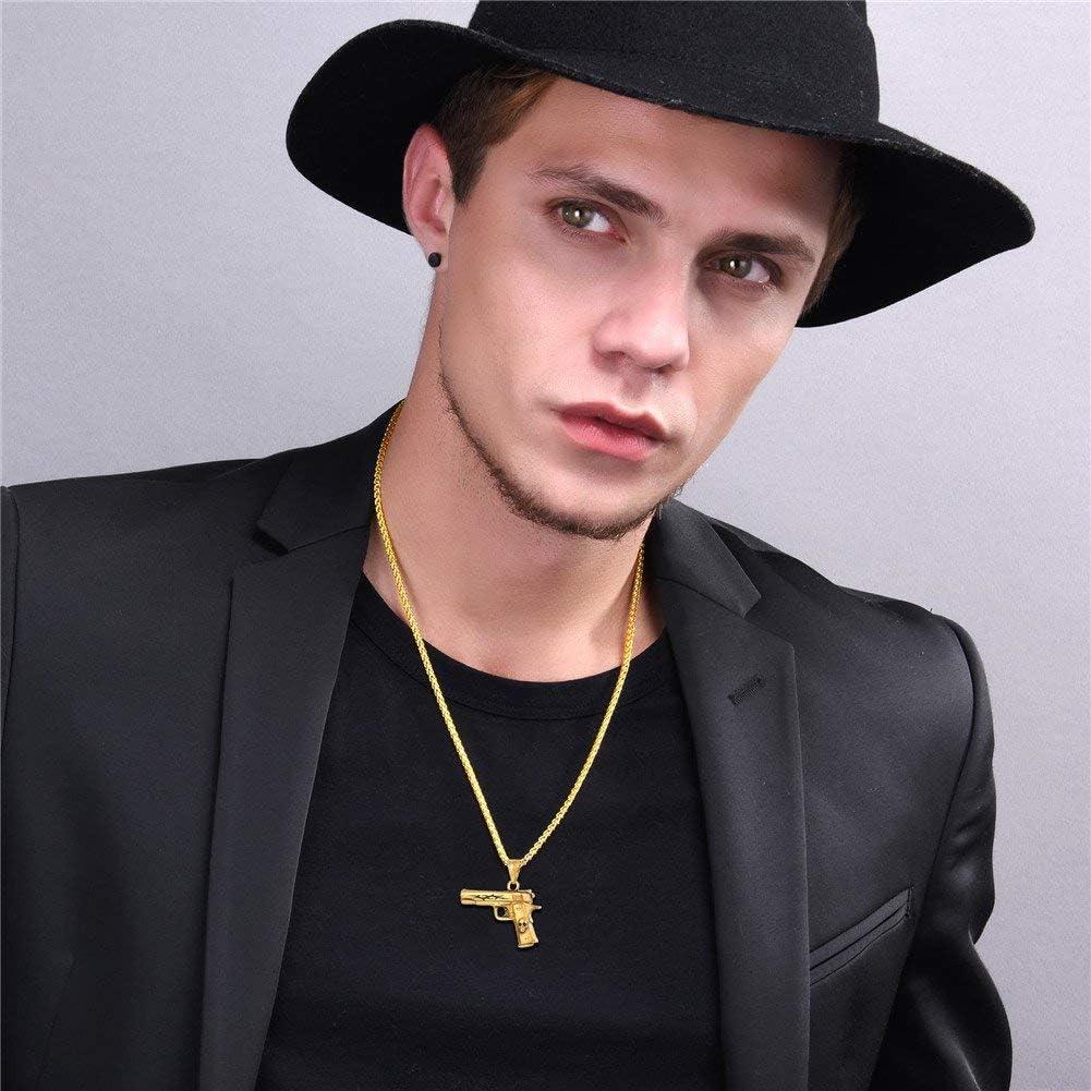 imageU7 Men Necklace Cool Rifle Shape Pendant amp Chain SilverBlack18K Gold Plated Rock Army Style Fanshion Necklace Jewelry Chain for Menigoldm9