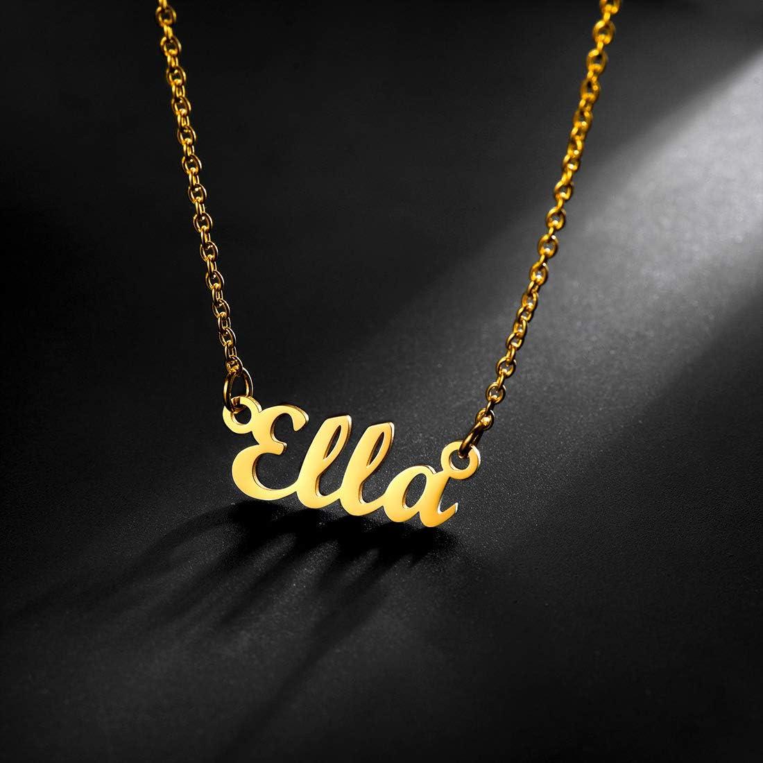 imageU7 Name Necklace Personalized Stainless Steel 18K Gold Plated Nameplate Jewelry for Men Women Multiple Name Necklace Customized Initial Name Choker Necklace with Curb ChainSophiaGold Color