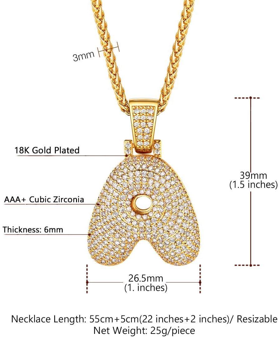 imageU7 Pendant Mens Hip Hop Jewelry Platinum18K Gold Plated Lab Diamond Letter Necklaces Custom Number Chain Intials Name NecklacesLetter A