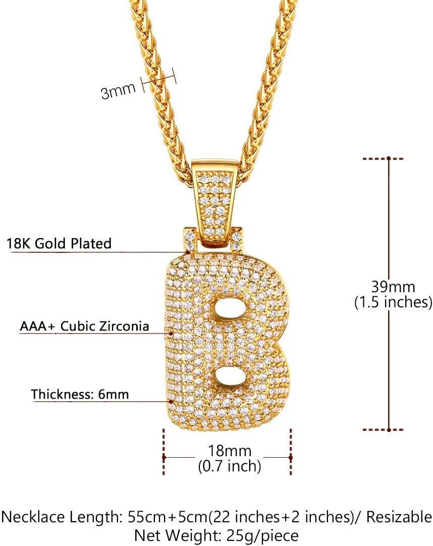 imageU7 Pendant Mens Hip Hop Jewelry Platinum18K Gold Plated Lab Diamond Letter Necklaces Custom Number Chain Intials Name NecklacesLetter B