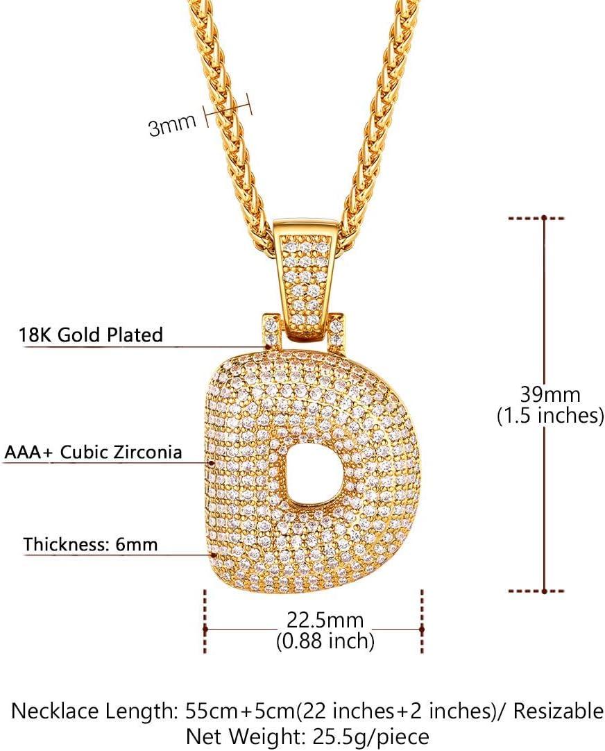 imageU7 Pendant Mens Hip Hop Jewelry Platinum18K Gold Plated Lab Diamond Letter Necklaces Custom Number Chain Intials Name NecklacesLetter D
