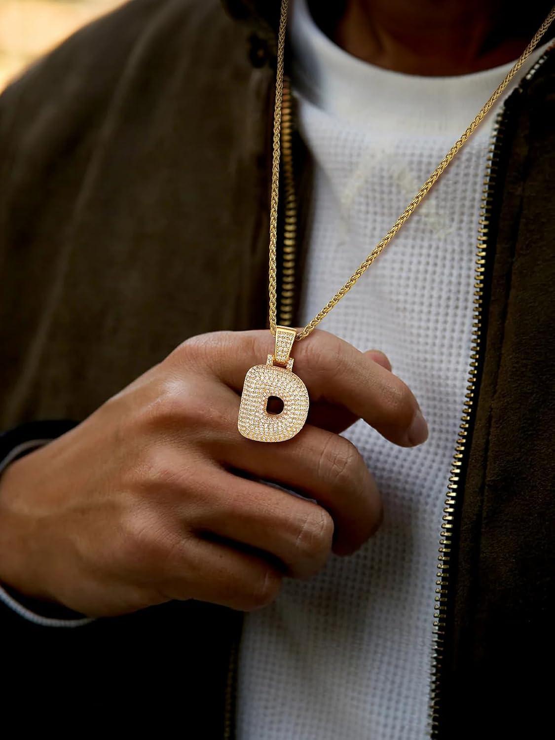 imageU7 Pendant Mens Hip Hop Jewelry Platinum18K Gold Plated Lab Diamond Letter Necklaces Custom Number Chain Intials Name NecklacesLetter D