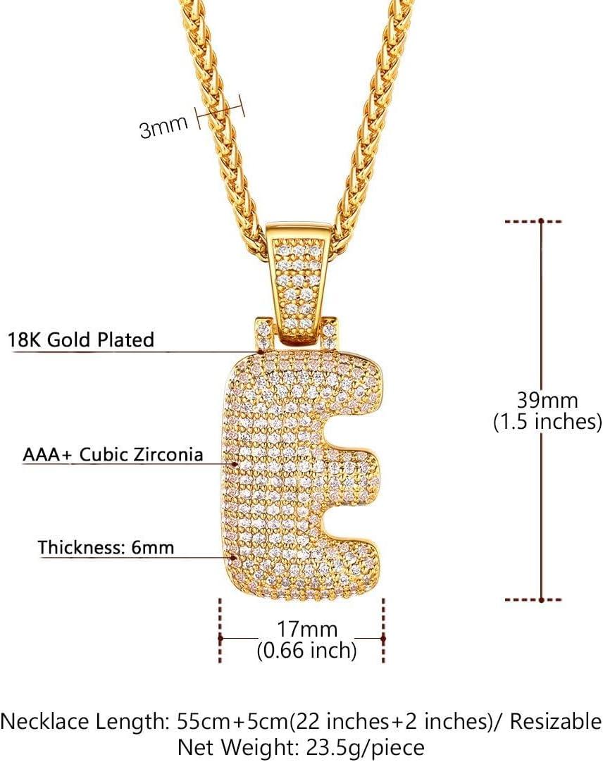 imageU7 Pendant Mens Hip Hop Jewelry Platinum18K Gold Plated Lab Diamond Letter Necklaces Custom Number Chain Intials Name NecklacesLetter E