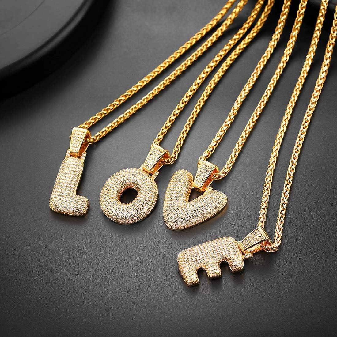 imageU7 Pendant Mens Hip Hop Jewelry Platinum18K Gold Plated Lab Diamond Letter Necklaces Custom Number Chain Intials Name NecklacesLetter E