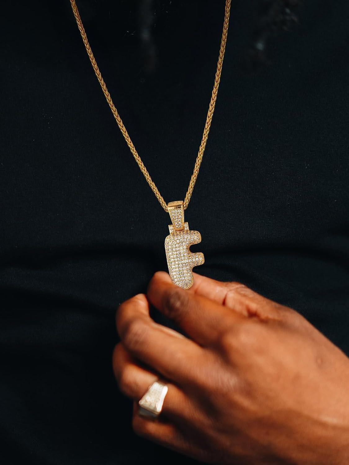 imageU7 Pendant Mens Hip Hop Jewelry Platinum18K Gold Plated Lab Diamond Letter Necklaces Custom Number Chain Intials Name NecklacesLetter F