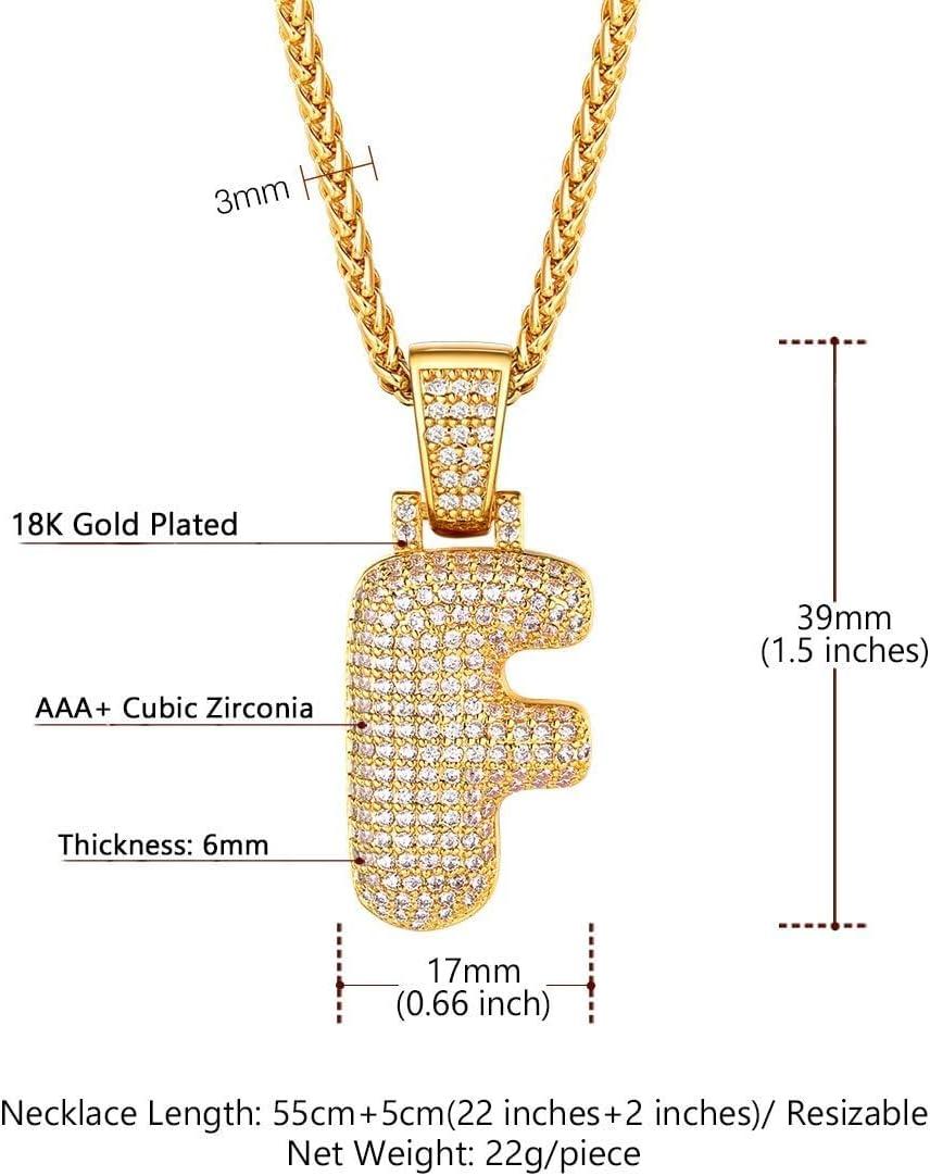 imageU7 Pendant Mens Hip Hop Jewelry Platinum18K Gold Plated Lab Diamond Letter Necklaces Custom Number Chain Intials Name NecklacesLetter F