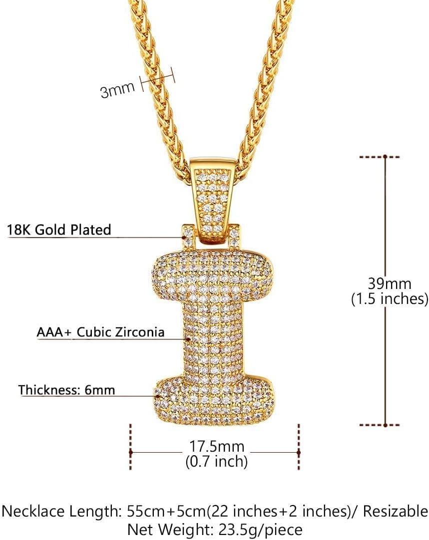imageU7 Pendant Mens Hip Hop Jewelry Platinum18K Gold Plated Lab Diamond Letter Necklaces Custom Number Chain Intials Name NecklacesLetter I