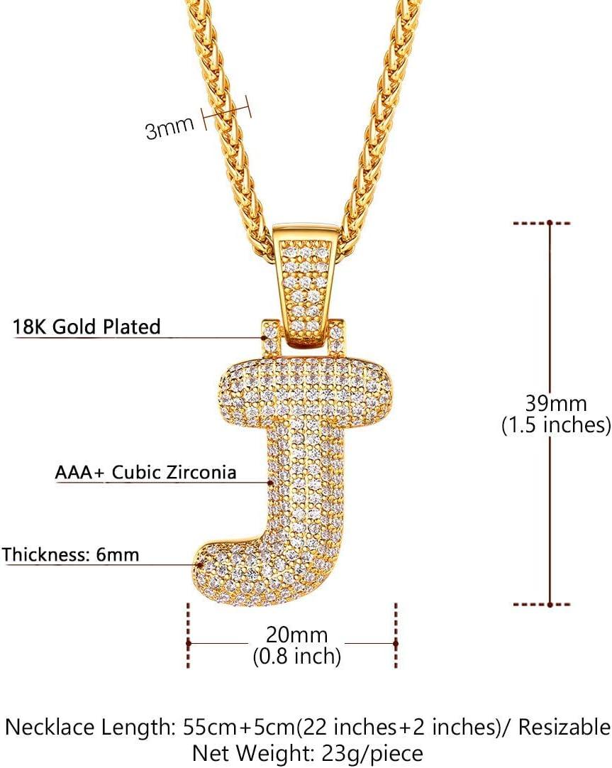 imageU7 Pendant Mens Hip Hop Jewelry Platinum18K Gold Plated Lab Diamond Letter Necklaces Custom Number Chain Intials Name NecklacesLetter J