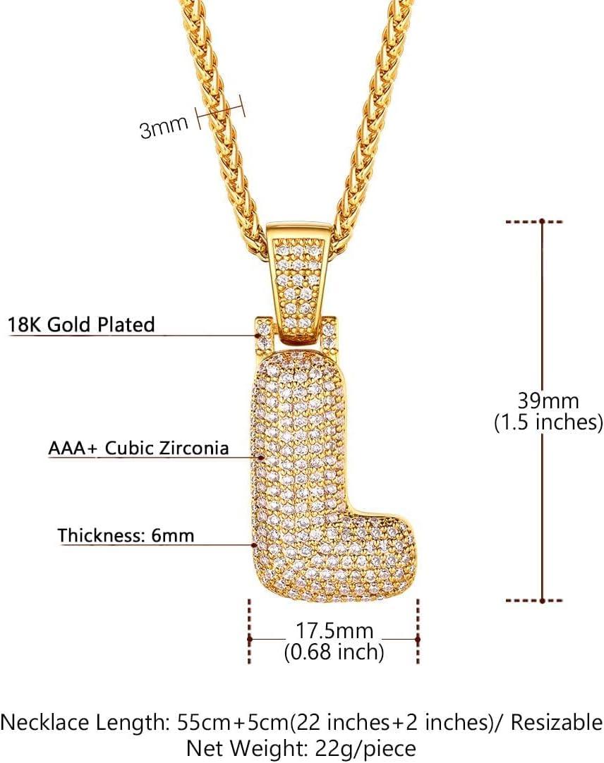 imageU7 Pendant Mens Hip Hop Jewelry Platinum18K Gold Plated Lab Diamond Letter Necklaces Custom Number Chain Intials Name NecklacesLetter L