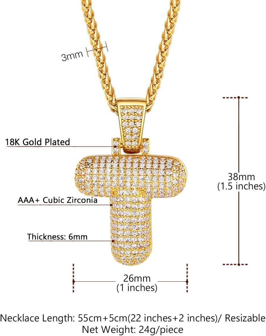 imageU7 Pendant Mens Hip Hop Jewelry Platinum18K Gold Plated Lab Diamond Letter Necklaces Custom Number Chain Intials Name NecklacesLetter T