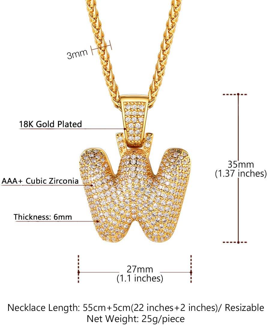 imageU7 Pendant Mens Hip Hop Jewelry Platinum18K Gold Plated Lab Diamond Letter Necklaces Custom Number Chain Intials Name NecklacesLetter W