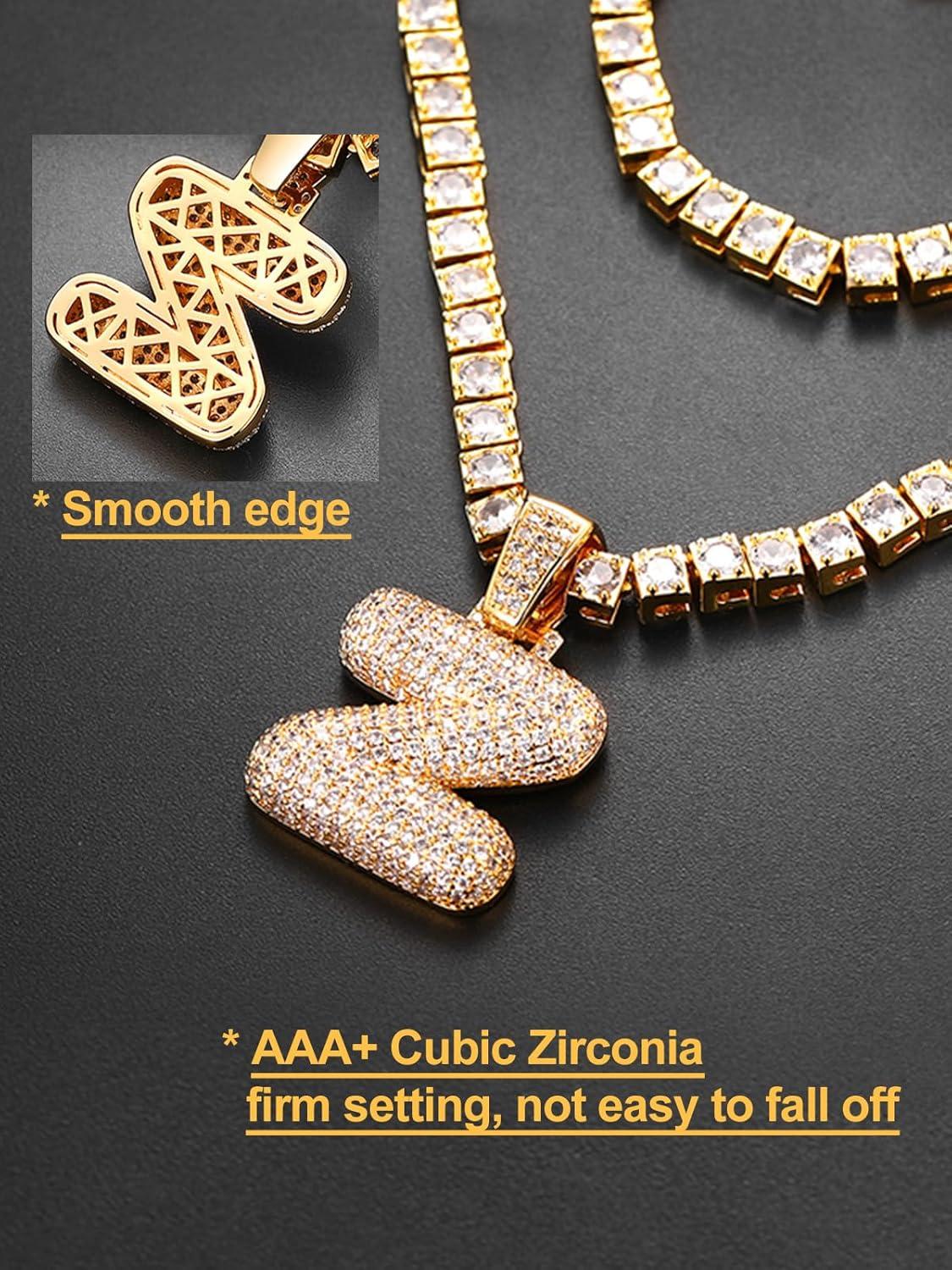 imageU7 Pendant Mens Hip Hop Jewelry Platinum18K Gold Plated Lab Diamond Letter Necklaces Custom Number Chain Intials Name NecklacesLetter X
