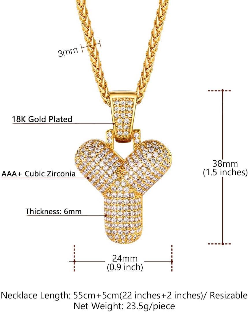 imageU7 Pendant Mens Hip Hop Jewelry Platinum18K Gold Plated Lab Diamond Letter Necklaces Custom Number Chain Intials Name NecklacesLetter Y