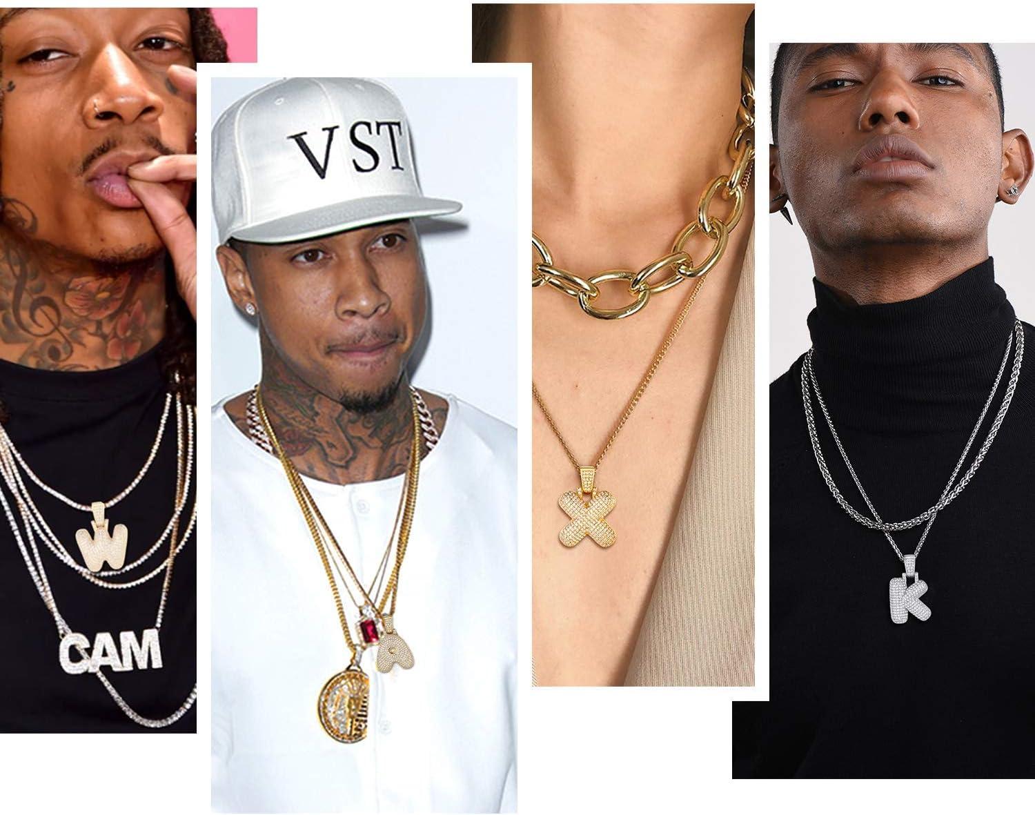 imageU7 Pendant Mens Hip Hop Jewelry Platinum18K Gold Plated Lab Diamond Letter Necklaces Custom Number Chain Intials Name NecklacesLetter Y