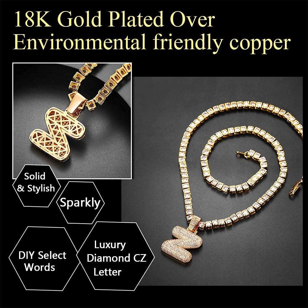 imageU7 Pendant Mens Hip Hop Jewelry Platinum18K Gold Plated Lab Diamond Letter Necklaces Custom Number Chain Intials Name NecklacesLetter Z