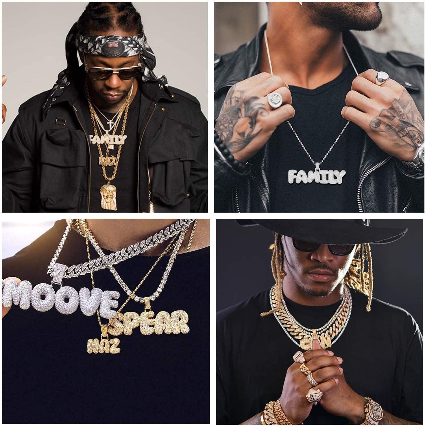 imageU7 Pendant Mens Hip Hop Jewelry Platinum18K Gold Plated Lab Diamond Letter Necklaces Custom Number Chain Intials Name NecklacesLetter Z