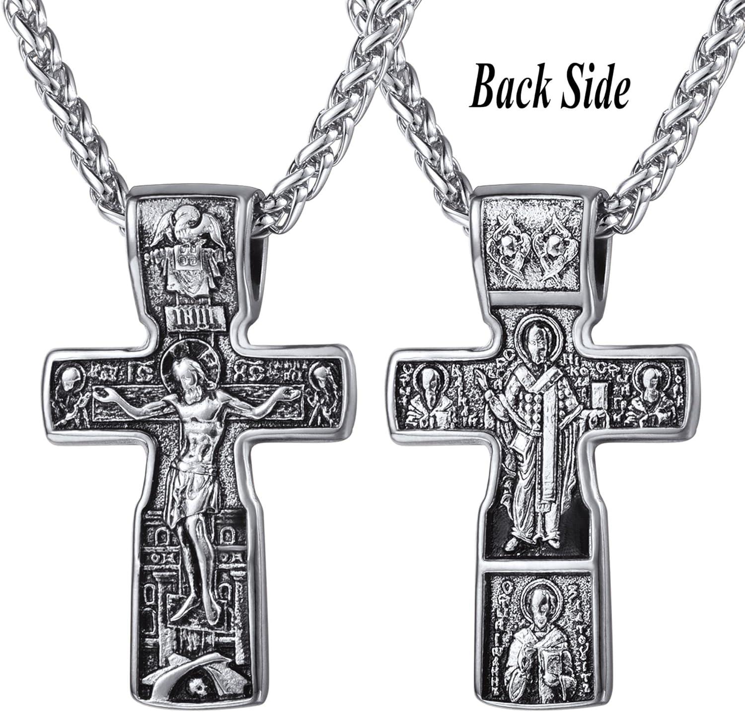 imageU7 Russian Orthodox Cross PendantPraying HandsIchthys Sign for Men Women Stainless Steel 18K Gold Plated Jesus Pendant Christian Religious Necklaces Length 22 Silver Black GoldJChurch Crucifix Stainless