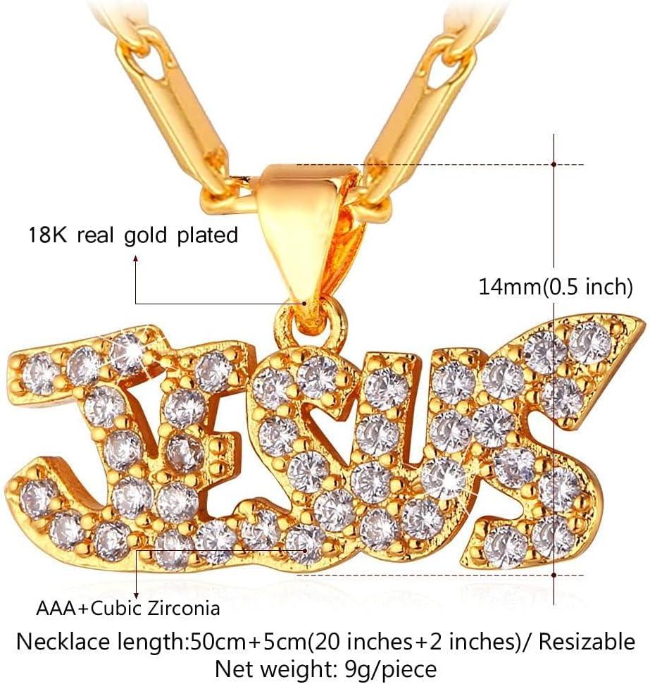 imageU7 Russian Orthodox Cross PendantPraying HandsIchthys Sign for Men Women Stainless Steel 18K Gold Plated Jesus Pendant Christian Religious Necklaces Length 22 Silver Black Gold08 JesusGold